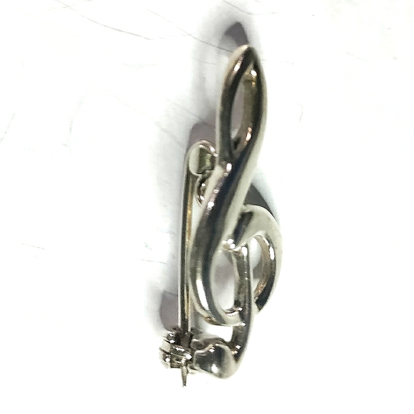 NEW .925 Sterling Silver Treble Clef Pendant Brooch Jewelry! Approx. 1". Unisex - Picture 4 of 8